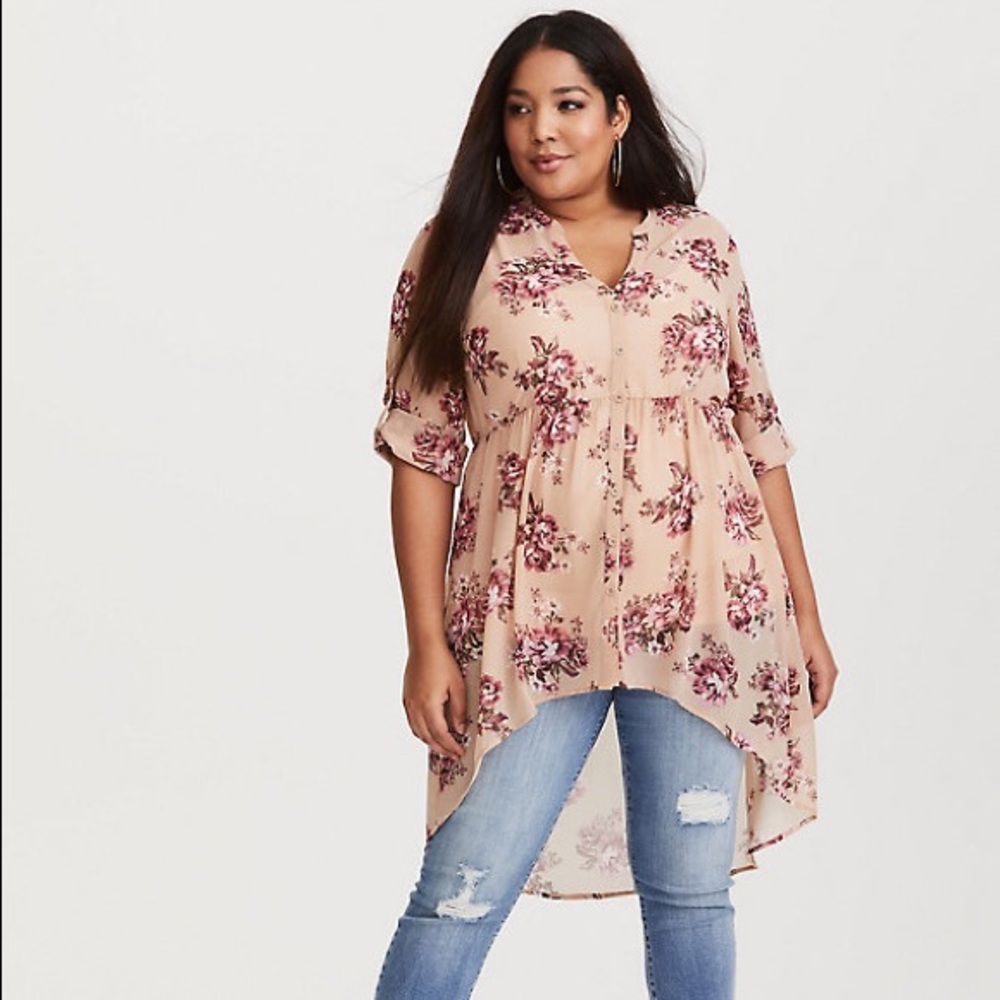 SOLD Torrid Hi-Lo Chiffon Tunic - Picture 3 of 8